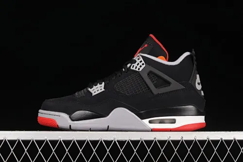 All categories Air Jordan Jordan series basketball shoes Air Jordan 4 foreign trade version Air Jordan 4 Retro "Bred" AJ4 Jordan 4 first year re-engraved new black and red first layer frosted 308497-060